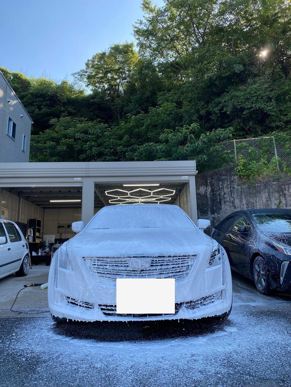 キャデラックの泡洗車